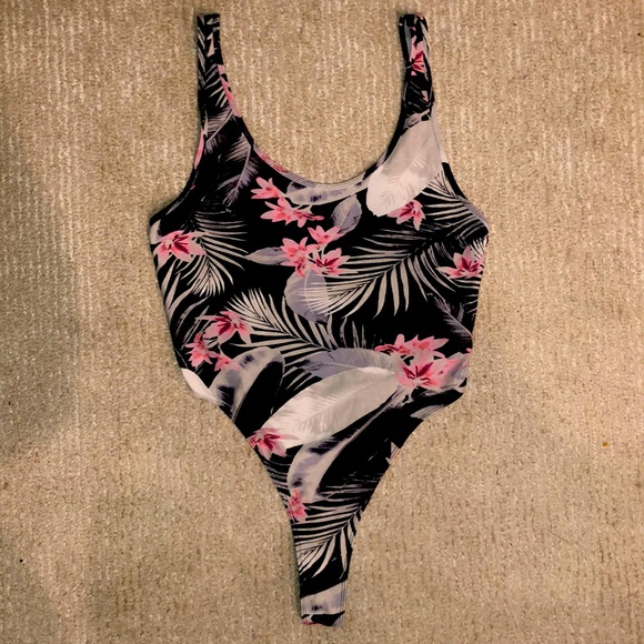 Victoria's Secret Tops - Floral high cut thong Bodysuit Victoria Secret